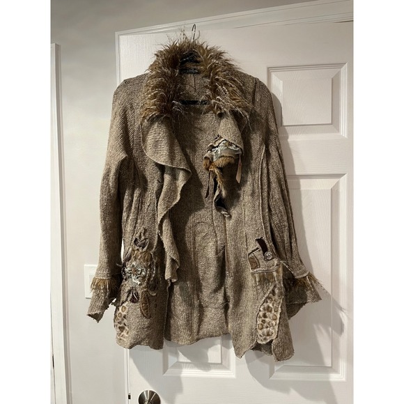 Vintage Juju & Christine Women´s Faux Fur Collar Tweed...